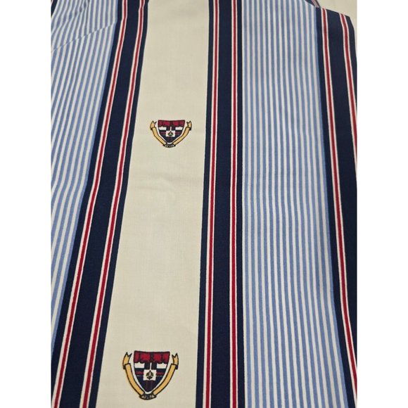 Vintage NOS Ralph Lauren Blue‎ Striped British Armor Crests TWIN Flat Sheet NWOT - Picture 1 of 8